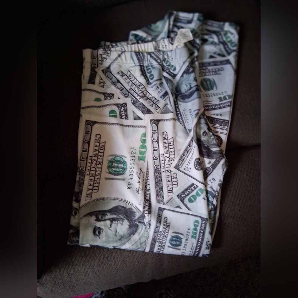 Plus Size Money Print Pants - Picture 2 of 2